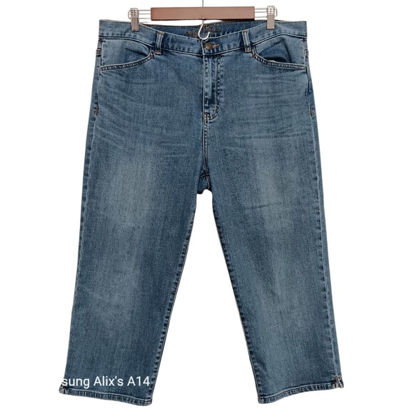 Ralph‎ Lauren Women's Capri Jeans 16 Blue Denim Stretch Classic Fit Cropped - Picture 1 of 11